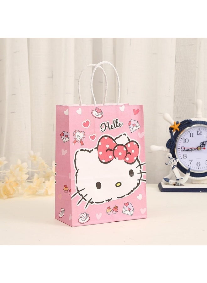 Hello Kitty 12 PCS Cute Birthday Party Supplies, 12 Pcs Party Favor Bags, Candy Goodie Treat Bags with Handle, Cartoon Birthday Party Decorations - Image 3