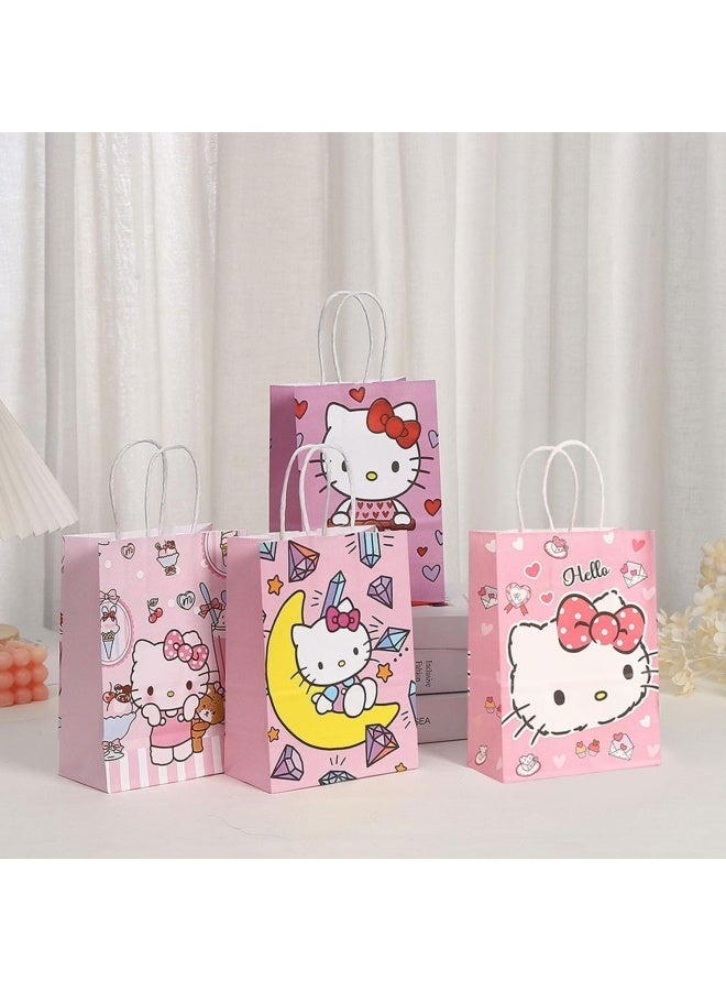 Hello Kitty 12 PCS Cute Birthday Party Supplies, 12 Pcs Party Favor Bags, Candy Goodie Treat Bags with Handle, Cartoon Birthday Party Decorations - Image 5