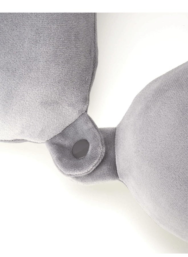 Reelyo Travel Neck Pillow - Lightweight Fleece Casing U-Shaped Stuffable Memory Foam Travel Pillow for Sleeping and Neck Support, Grey - Image 4