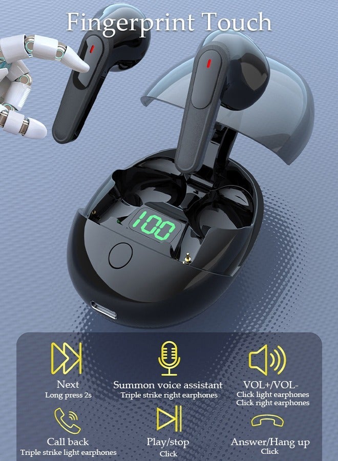 DUNISO Bluetooth Headphones Wireless Earbuds Wireless Charging Case Sports Ear Buds with Type-C Charging Port and Digital Display Premium Deep Bass Waterproof In-Ear Earphones for IOS and Android - Image 2