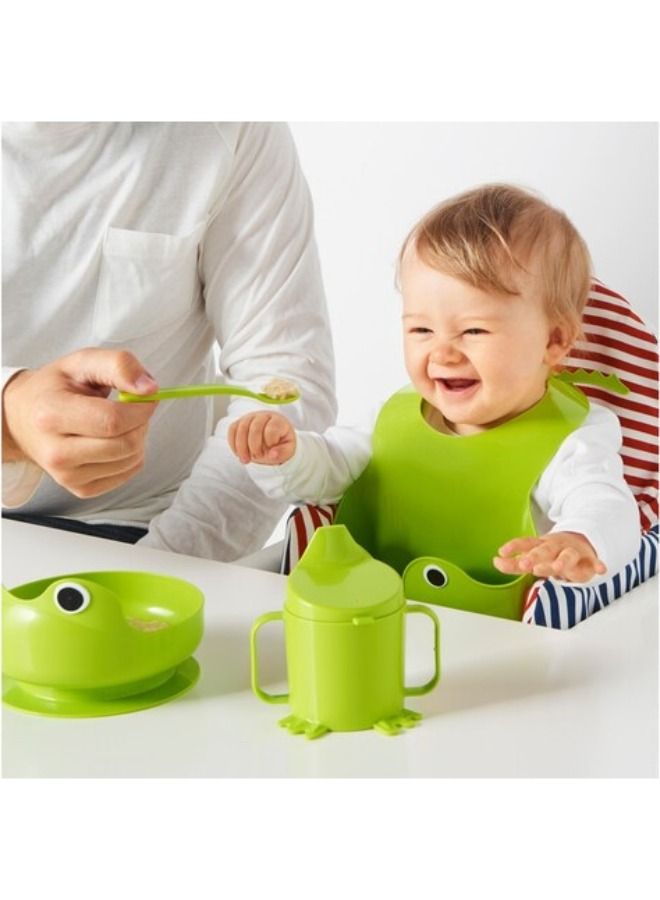 4 Piece Frog Baby Food Storage Set, Harmless Plastic Material -Green - Image 1