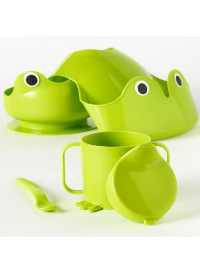 4 Piece Frog Baby Food Storage Set, Harmless Plastic Material -Green - Image 4