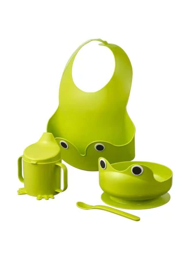 4 Piece Frog Baby Food Storage Set, Harmless Plastic Material -Green - Image 2
