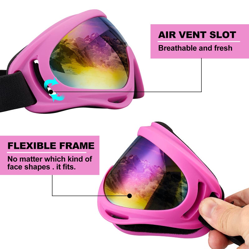 SixYard Ski Goggles, Motorcycle Goggles, 3 Pack Snowboard Snow Goggles for Men Women Adult Youth (Style 2) - Image 4
