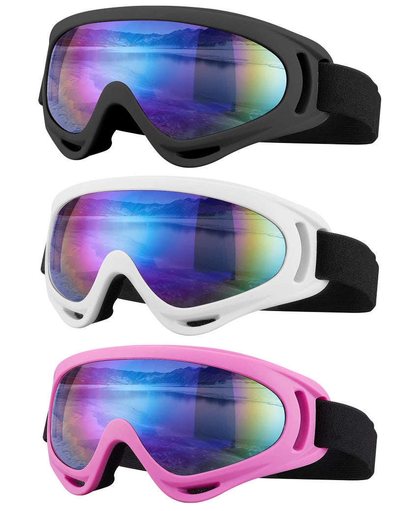 SixYard Ski Goggles, Motorcycle Goggles, 3 Pack Snowboard Snow Goggles for Men Women Adult Youth (Style 2) - Image 1