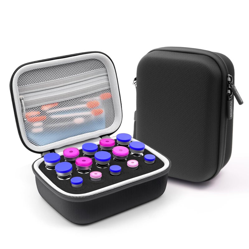 Krypthos 15 Slots Insulin Vial Protector Case Insulin Vial Organizer Bag for Diabetics Standard 10ml U100 Vials Insulin Carrying Case Fridge Holder Storage Holder No Ice Pack