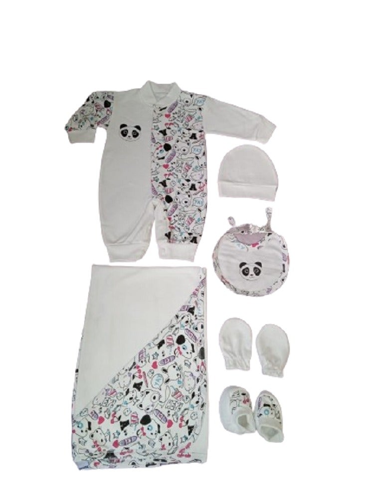 ليكو طقم ملابس 6 قطع سالوبيت أفارول بيبي أطفال حديث الولادة حتى 4 شهور - Image 1