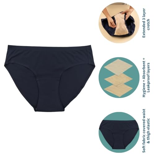 Pristine Life | Leak Proof Panties For Women | Wash & Reusable | Absorbs 25ml Of Leaks | Anti Bacterial, Hygienic & Leakproof | Comfy Cotton | Pack Of 1 | Navy Blue | 4XL - Image 3