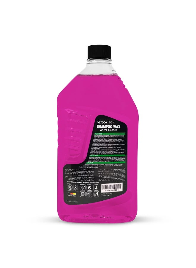 نورا شامبو وشمع غسيل السيارات من نورا، 1 لتر، وردي، تنظيف عميق ولمعان شديد، رغوة متوازنة الحموضة لطيفة لجميع أنواع طلاء السيارات، حماية من الأشعة فوق البنفسجية ولمسة نهائية مقاومة للماء، آمن على اليدين، رغوة كثيفة، يعزز الشمع - Image 2