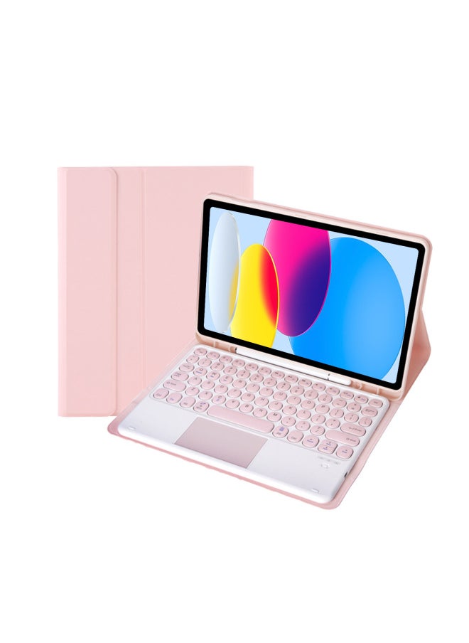 Generic - Protective Case Wireless Keyboard For Ipad 10th Gen 10.9.7 Tablet Compatible Ipad Pro 11 Magnetic Suction Smart Control For 9-Color:Pink Leather Case + Round Key Cap Miaocontrol Keyboard-Applicable Model:ipad 10 Generation 10.9 2022 Edition - Image 1