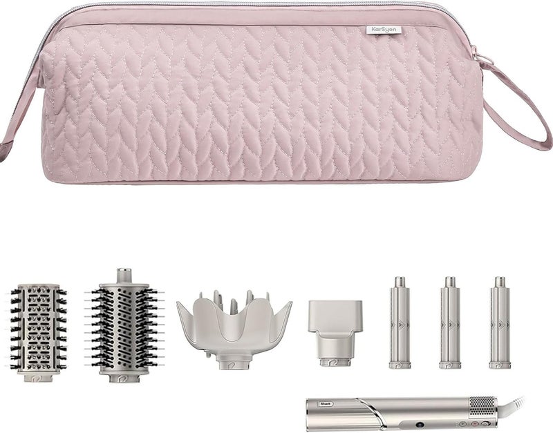 krofaue KarSyon Shark Flex Style Case for Dyson Airwrap Hair Dryer Brush Revlon Hair Tools Travel Bag Carrying Case Flat Curling Iron Organizer, Pink,  Portability - Image 2