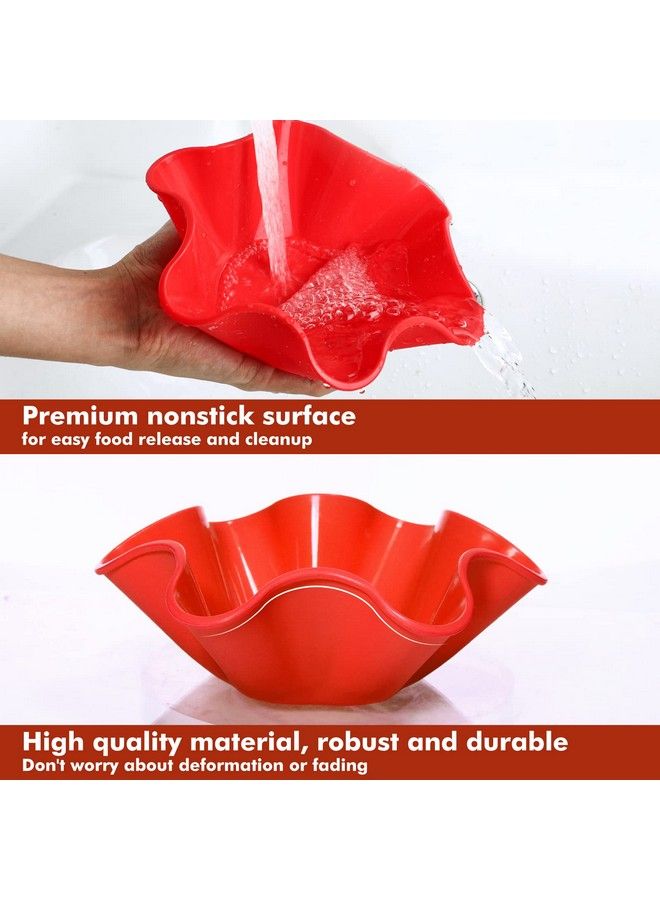 Koluti Nonstick Silicone Tortilla Shell Maker Set Of 3 Colorful Taco Salad Bowl Mold Baking Pan Tostada Baker For Kitchen Microwave & Dishwasher & Oven Safe (Red Orange Green) - Image 4