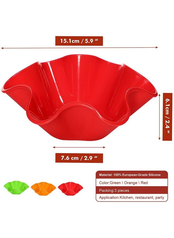Koluti Nonstick Silicone Tortilla Shell Maker Set Of 3 Colorful Taco Salad Bowl Mold Baking Pan Tostada Baker For Kitchen Microwave & Dishwasher & Oven Safe (Red Orange Green) - Image 3