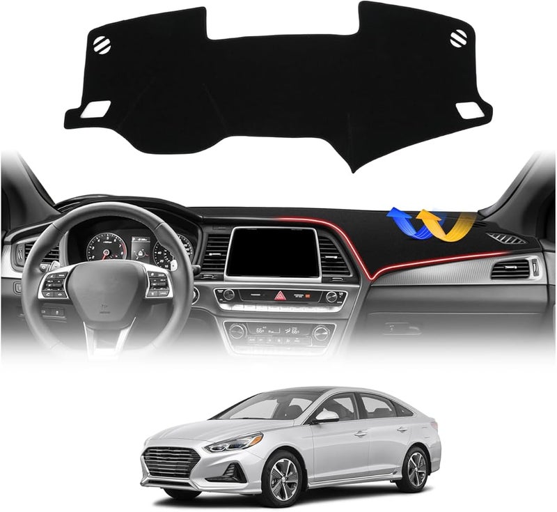 Cartist Custom Fit for Dash Cover for Hyundai Sonata 2015 2016 2017 2018 2019 Dashboard Cover Mat Non-Slip Pad Carpet Sunshield Protector - Image 1