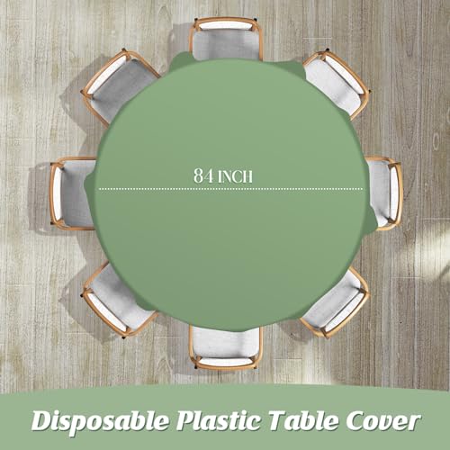 Hallswl 12Pcs 84 Inch Round Sage Green Tablecloth 4 Green Colors Disposable Plastic Round Table Cover for Baby Shower Bridal Wedding Birthday Party Decorations and Supplies - Image 2