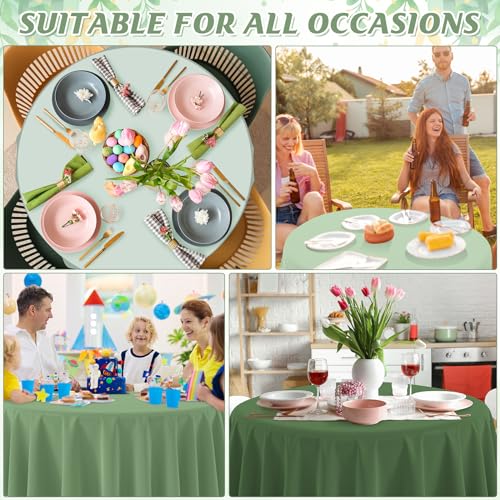 Hallswl 12Pcs 84 Inch Round Sage Green Tablecloth 4 Green Colors Disposable Plastic Round Table Cover for Baby Shower Bridal Wedding Birthday Party Decorations and Supplies - Image 5