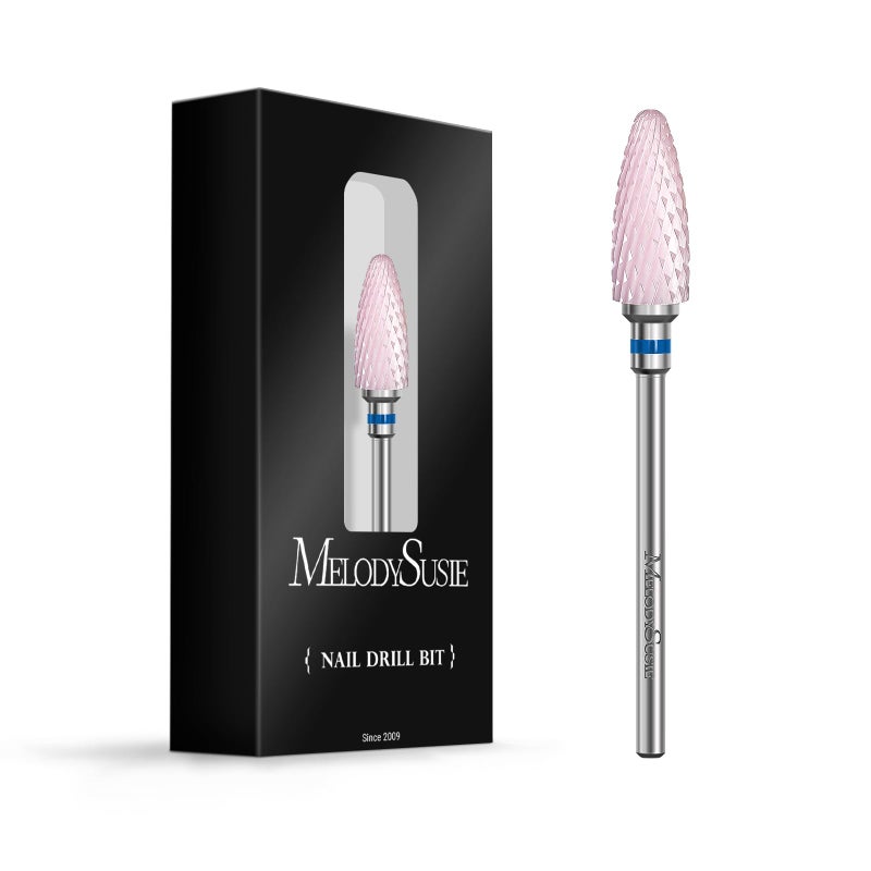 MelodySusie Ceramic Nail Drill Bit 332 235mm Professional Acrylic Nail File Flame Drill Bit for Manicure Pedicure Cuticle Gel Nail Polishing Beginners Bits Pink Series BitS Medium