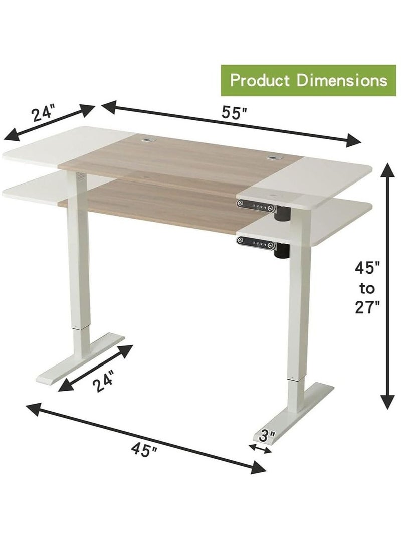 Cool Baby COOLBABY Electric Height Adjustable Standing Desk,55 x 24 Inches Stand Up Desk Workstation, Splice Board Home Office Computer Standing Table Ergonomic Desk - Image 2