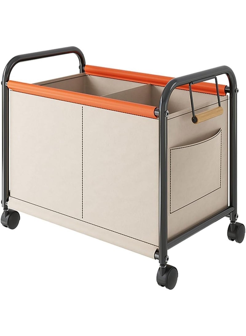 بلومنغ تايم عربة تخزين ألعاب، جيوب جانبية، بعجلات عالمية، موفرة للمساحة، لون بيج - Image 1