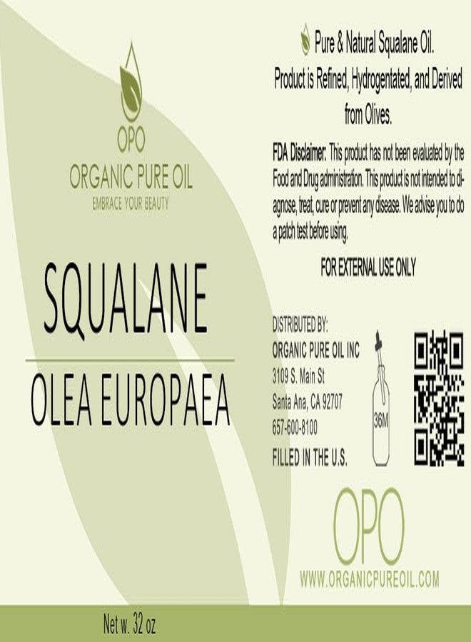 OPO Squalane Oil - Pure, Natural, Plant-Derived, Non-GMO, Refined 32 oz, Squalene Alternative- Ultra Hydrating & Moisturizing Carrier Oil, for Skin, Hair, Body, Face, Nails.Packaging May Vary - Image 2
