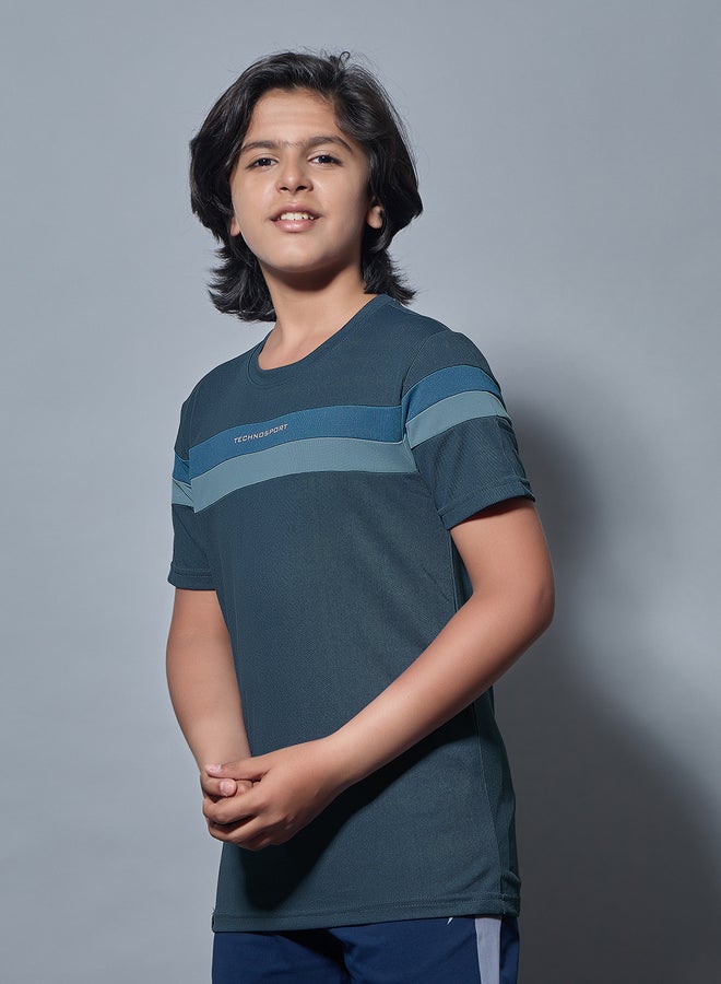 تكنوسبورت تيشيرت تكنوسبورت بألوان متداخلة وأكمام قصيرة ورقبة مستديرة - Image 2