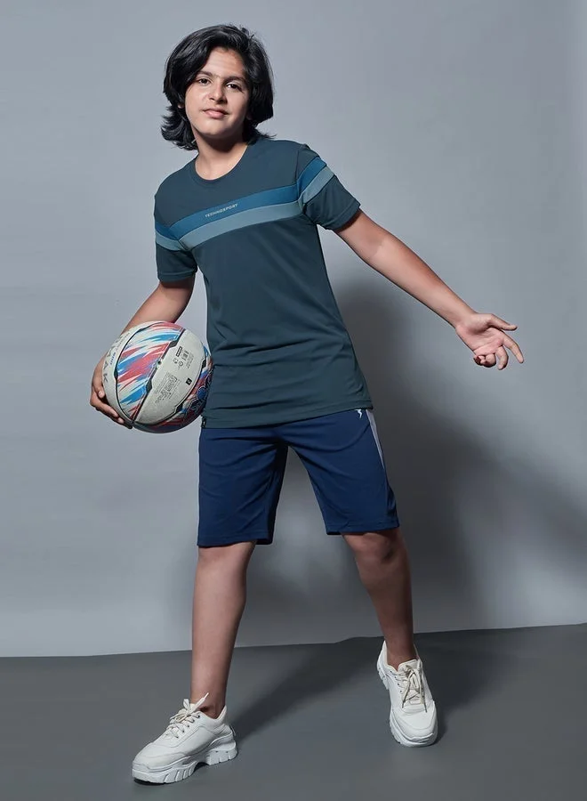Technosport Technosport Color Block Short Sleeves Round Neck T-Shirt