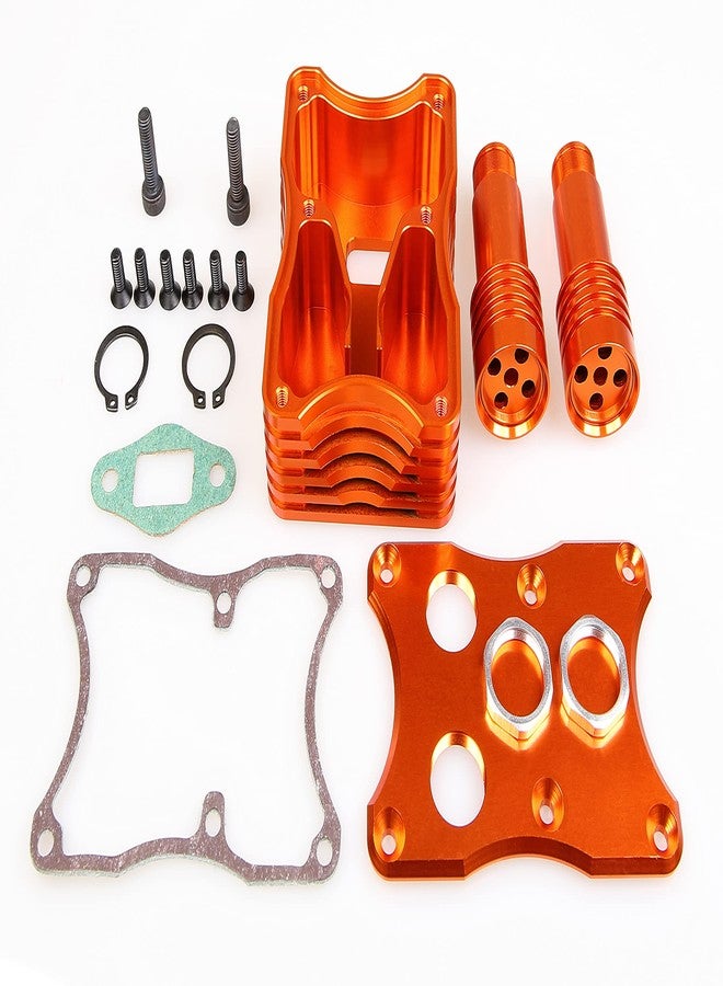 صندوق عادم متكامل من GTBRacing GTB Metal RC 1/5 لسيارات HPI Baja KM Rovan 5B SS 5T 5SC (برتقالي)