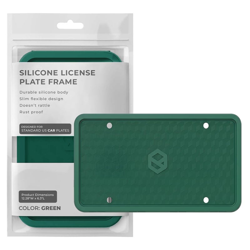 Rightcar Solutions Car Plate Frame Silicone License Plate Frame RustProof RattleProof WeatherProof License Plate Holder for Front or Rear Green 1 Pack - Image 3