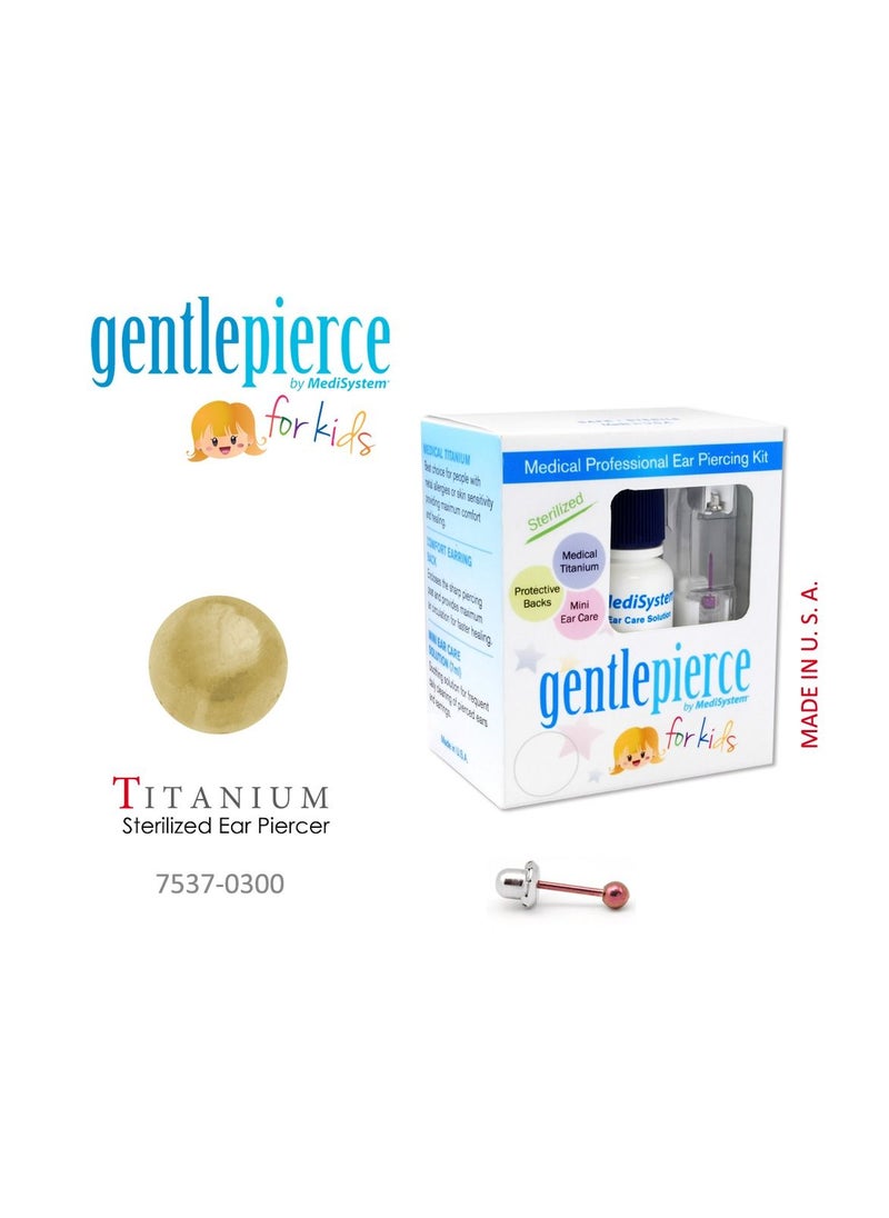 MediSystem Ear Piercing kit at Home Made from Golden Titanium 3mm Ball Made in USA  - Image 1