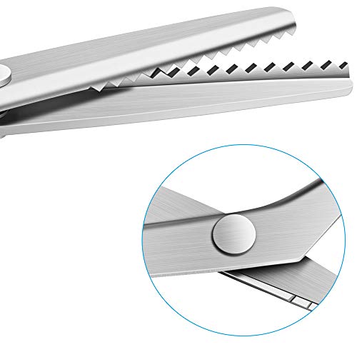 YAZEMKEL Pinking Shears Serrated,Comfort Grips Handled, Professional Dressmaking Sewing Craft Zig Zag Cut Scissors, Suitable for Many Kinds of Fabrics and Paper, 9 Inch - Image 4