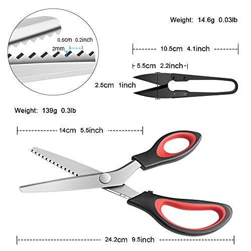 YAZEMKEL Pinking Shears Serrated,Comfort Grips Handled, Professional Dressmaking Sewing Craft Zig Zag Cut Scissors, Suitable for Many Kinds of Fabrics and Paper, 9 Inch - Image 3