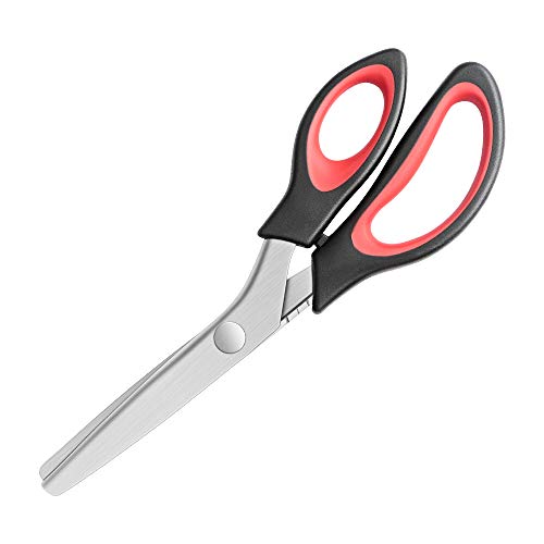 YAZEMKEL Pinking Shears Serrated,Comfort Grips Handled, Professional Dressmaking Sewing Craft Zig Zag Cut Scissors, Suitable for Many Kinds of Fabrics and Paper, 9 Inch - Image 2