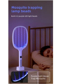 WEIDASI 2 In1 USB Rechargeable Electric Mosquito Swatter Electric Fly Swatter with Power Display WD-991 White  - Image 5