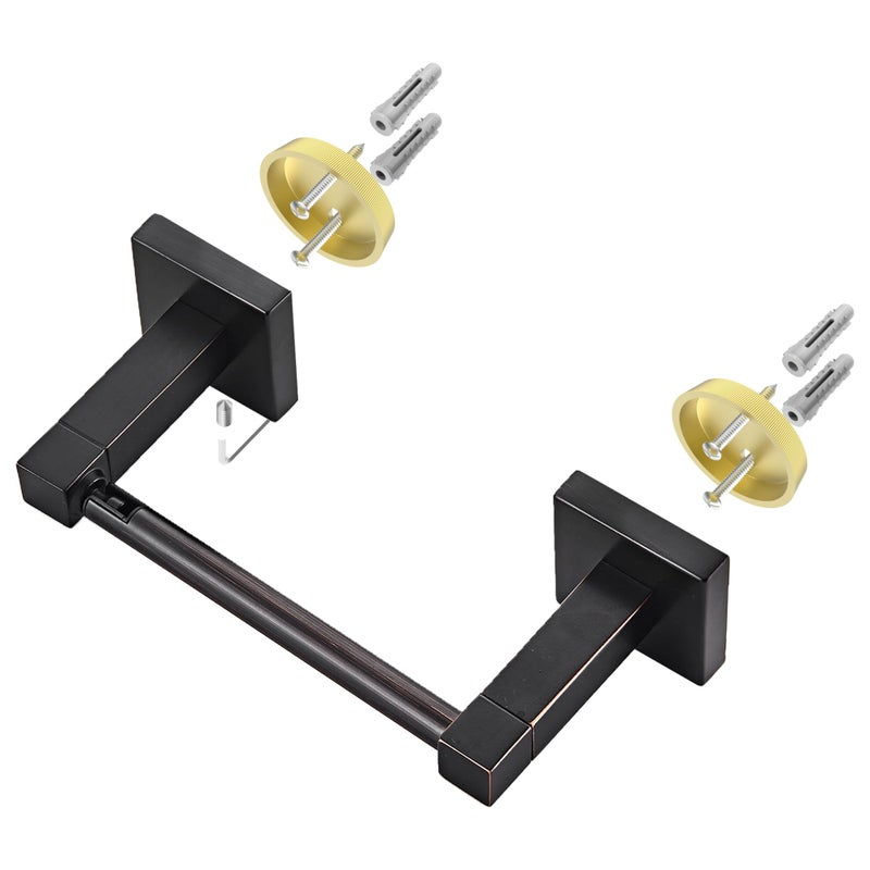 Ruacq Toilet Paper Holder Oil Rubbed Bronze-Toilet Paper Holder Wall Mount Double Post Pivoting Square-Toilet Tissue Roll Holder Rustproof Stainless Steel - Image 4
