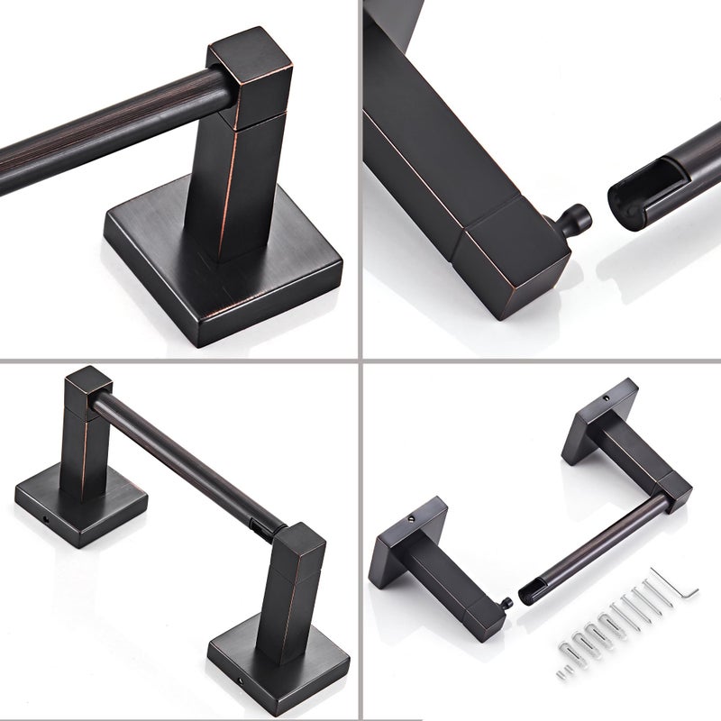 Ruacq Toilet Paper Holder Oil Rubbed Bronze-Toilet Paper Holder Wall Mount Double Post Pivoting Square-Toilet Tissue Roll Holder Rustproof Stainless Steel - Image 3