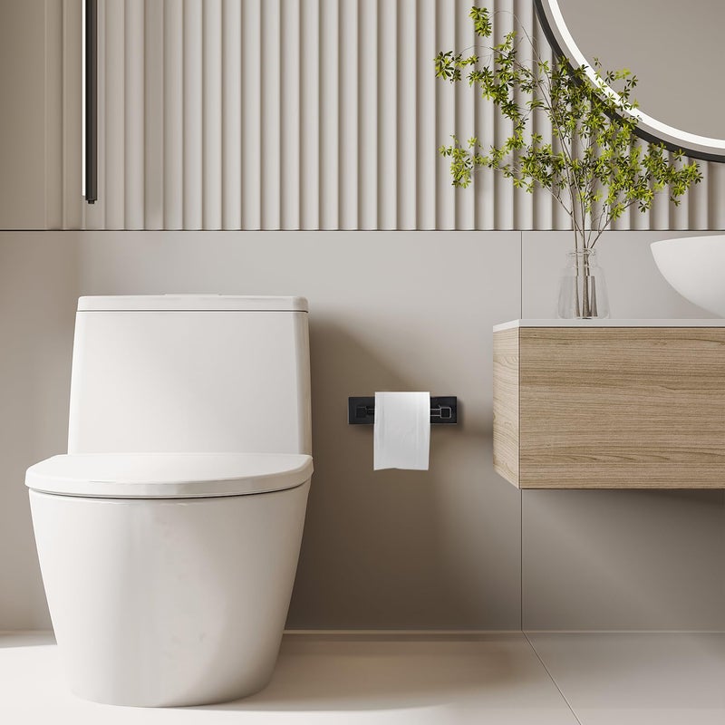 Ruacq Toilet Paper Holder Oil Rubbed Bronze-Toilet Paper Holder Wall Mount Double Post Pivoting Square-Toilet Tissue Roll Holder Rustproof Stainless Steel - Image 1
