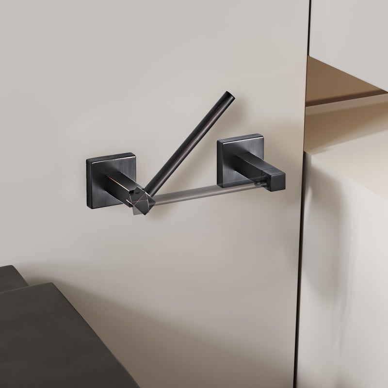 Ruacq Toilet Paper Holder Oil Rubbed Bronze-Toilet Paper Holder Wall Mount Double Post Pivoting Square-Toilet Tissue Roll Holder Rustproof Stainless Steel - Image 2
