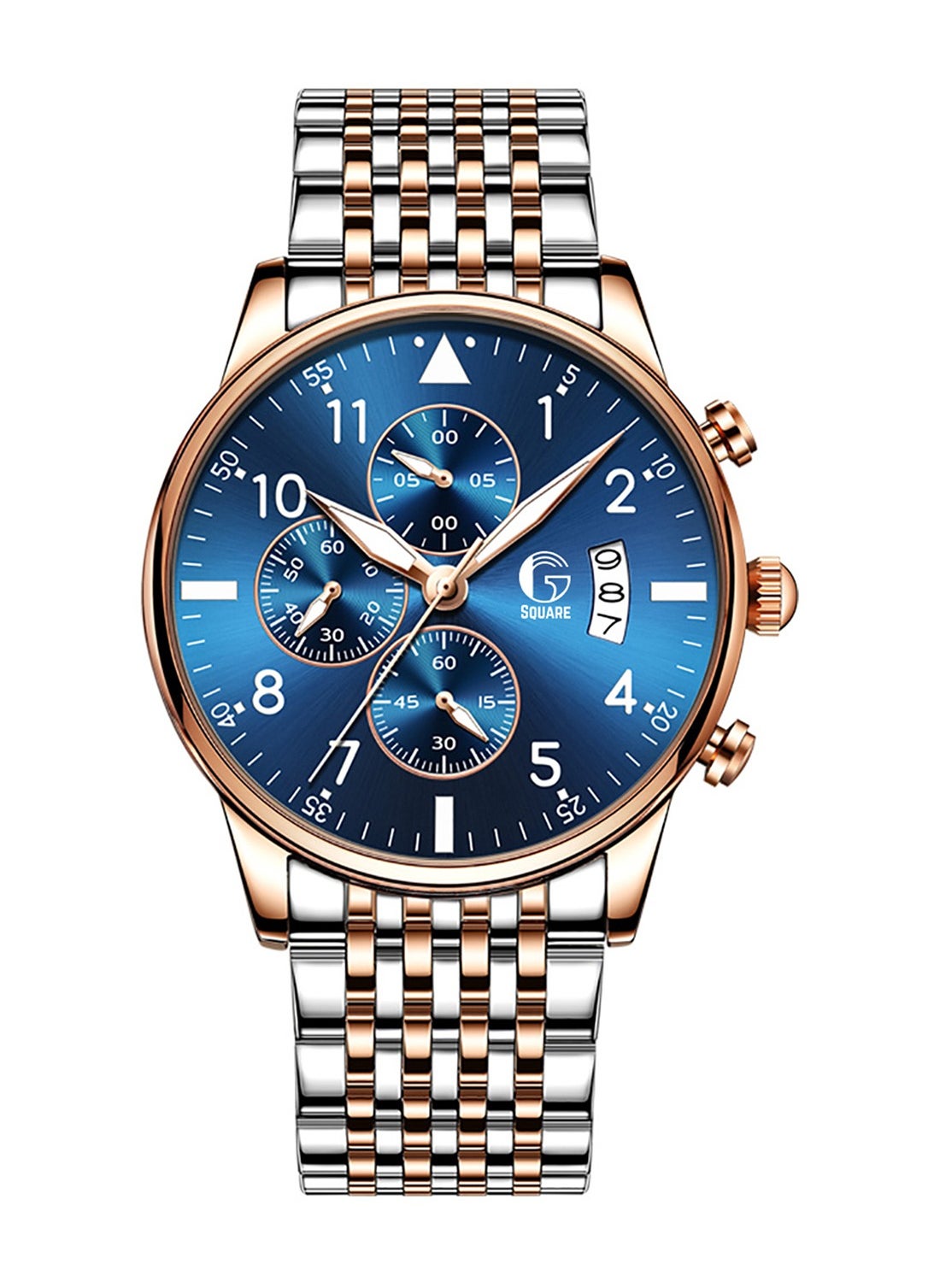 Men's Analog Quartz Blue Dial Stainless Steel Watch-2869 