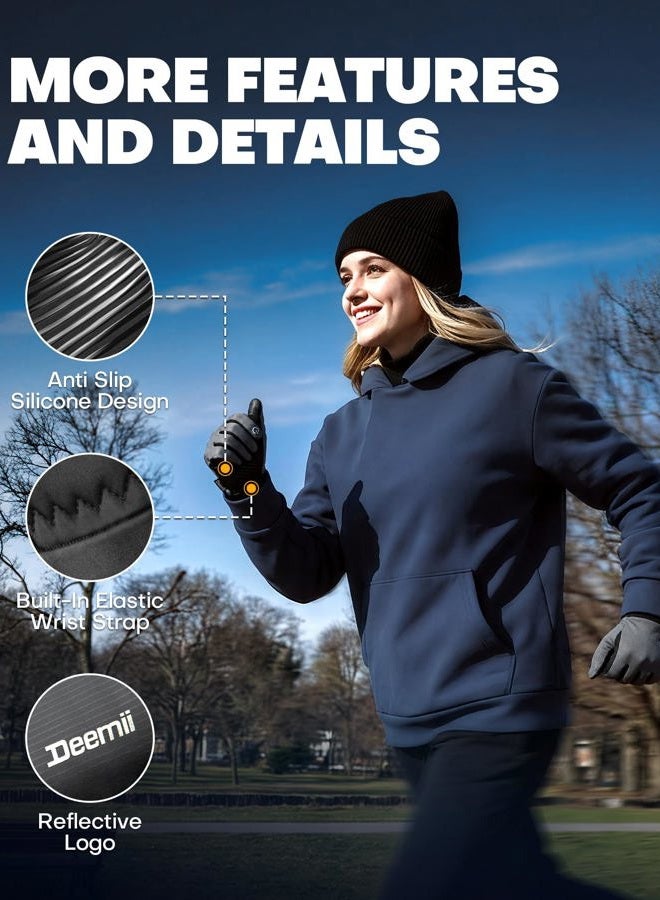 Deemii Winter Gloves Women Men Ski Snow Gloves，Thermal Warm Touch Screen for Running, Cycling, Biking, Hiking, Driving, Walking, Sports - Image 2