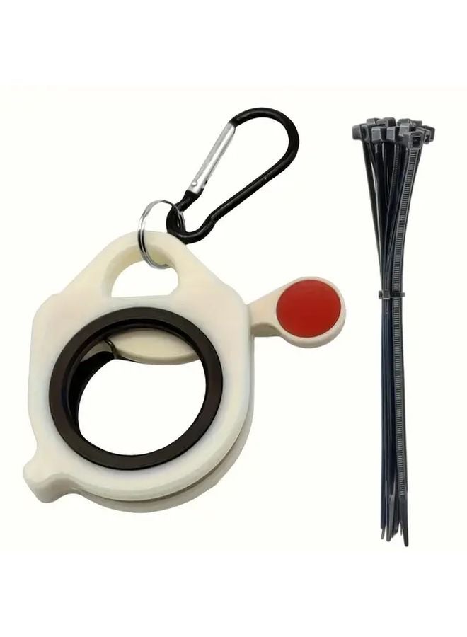 White Zip Tie Holder Case With 10 Black Ties For Tool Belt Electrical Wire Organizer - Image 1