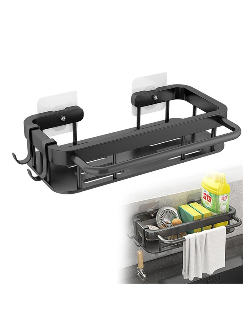 Luckam Kitchen Sink Storage Shelf, Stainless Steel Kitchen Faucet Sponge Holder, Kitchen Washing up Organiser, Kitchen Multifunctional Sink Caddy Removable Kitchen Sink Organiser - Image 1