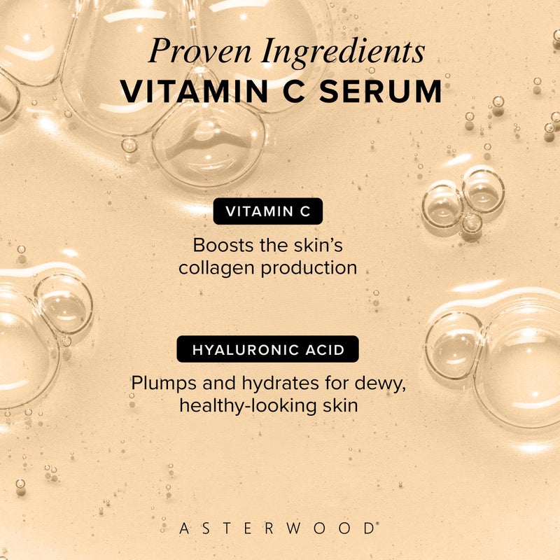 Asterwood Vitamin C Face Serum - with Hyaluronic Acid - Smoothing, Hydrating, Stimulates Collagen Production - Fragrance-Free - 1 Fl Oz - Image 3