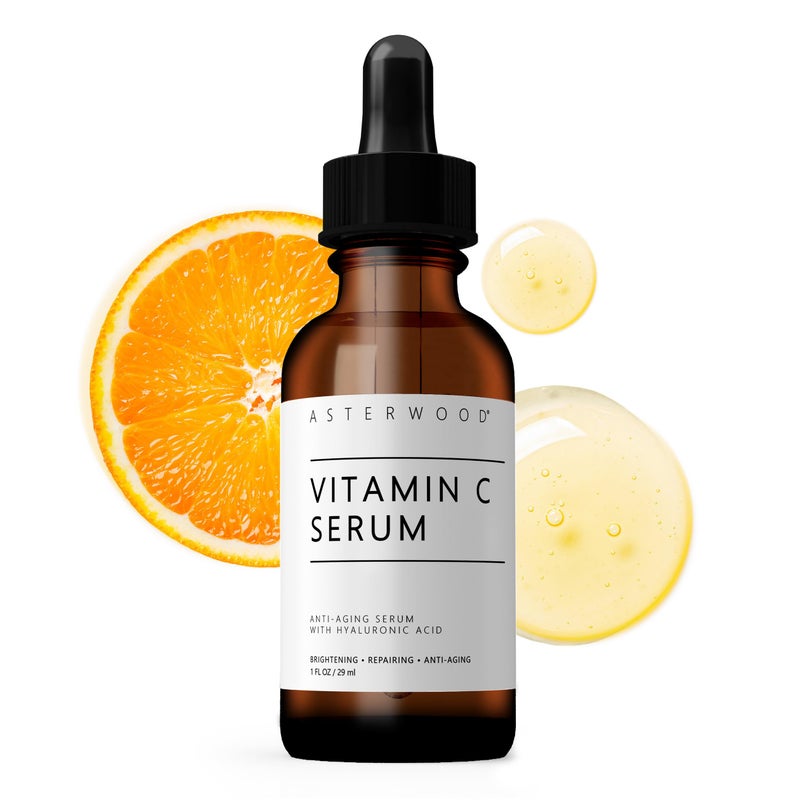 Asterwood Vitamin C Face Serum - with Hyaluronic Acid - Smoothing, Hydrating, Stimulates Collagen Production - Fragrance-Free - 1 Fl Oz - Image 1