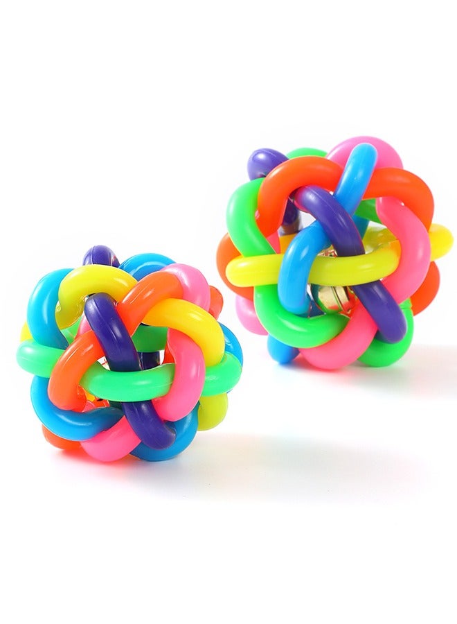 1PC Dog Chew Toy with Bell Inside - Braided Rubber Ball for Puppy Training, Teeth Cleaning & Play,Premium Dog Chew Ball: Bell-Embedded Braided Rubber Toy for Bounce Fun & Training - Image 1