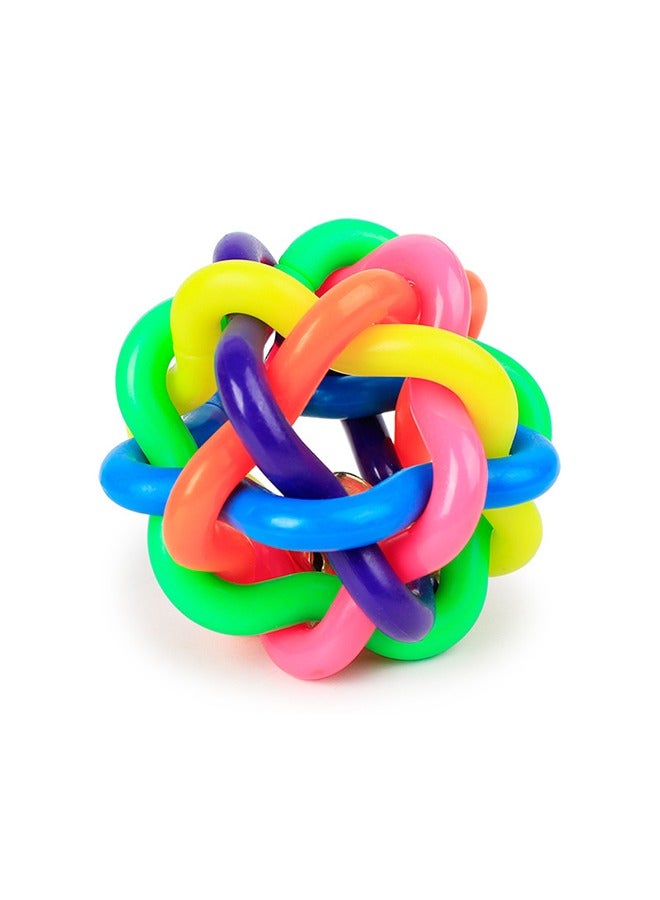 1PC Dog Chew Toy with Bell Inside - Braided Rubber Ball for Puppy Training, Teeth Cleaning & Play,Premium Dog Chew Ball: Bell-Embedded Braided Rubber Toy for Bounce Fun & Training - Image 2