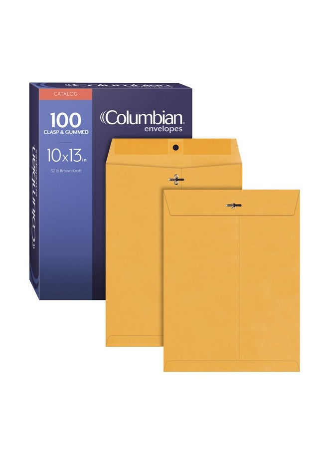 Columbian - 10" X 13" Clasp Envelopes With Clasp Closure And Gummed Seal 32 Lb Kraft Paper 100 Per Box (Colo797) - Image 1