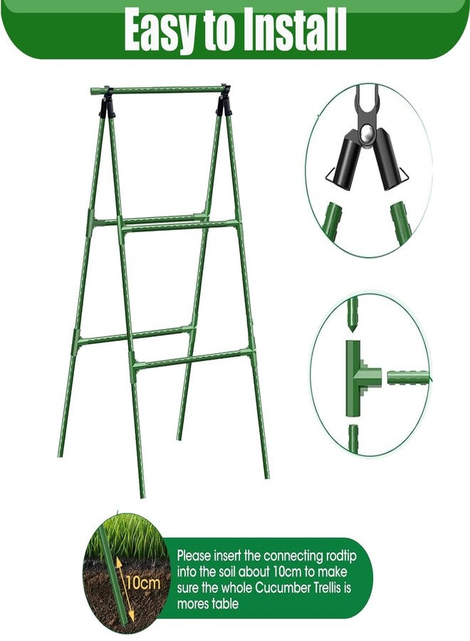 JK-GMTE Cucumber Trellises A Frame Plant Supports Green Trellis for Cucumber, Climbing Plants Vegetables Flowers (Green) 47x15in - Image 4