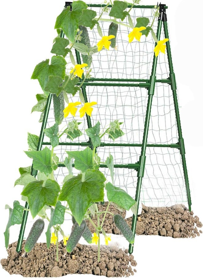 JK-GMTE Cucumber Trellises A Frame Plant Supports Green Trellis for Cucumber, Climbing Plants Vegetables Flowers (Green) 47x15in - Image 1