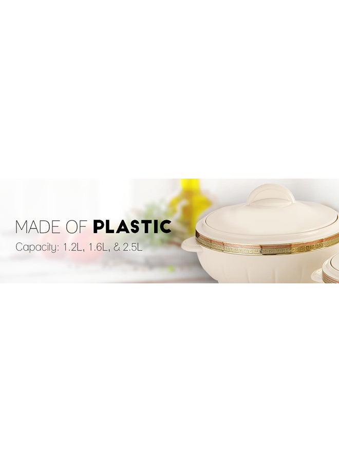 Royalford Classic Casserole Highly Insulated Stainless Steel Lid Stainless Steel Bowl Deluxe 1200Ml+1600Ml+2500Ml Multicolor Assorted Colour and Design - Image 5