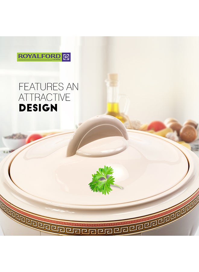 Royalford Classic Casserole Highly Insulated Stainless Steel Lid Stainless Steel Bowl Deluxe 1200Ml+1600Ml+2500Ml Multicolor Assorted Colour and Design - Image 1